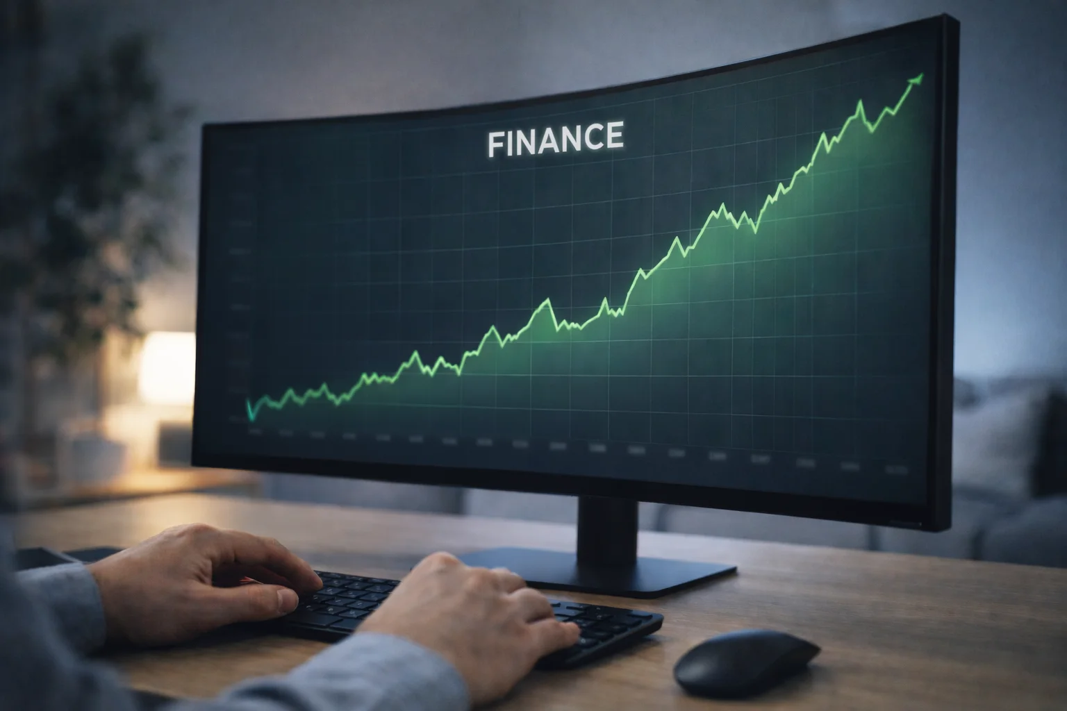 Aufsteigender Trend-Pfeil auf einem Bildschirm mit Marktdaten