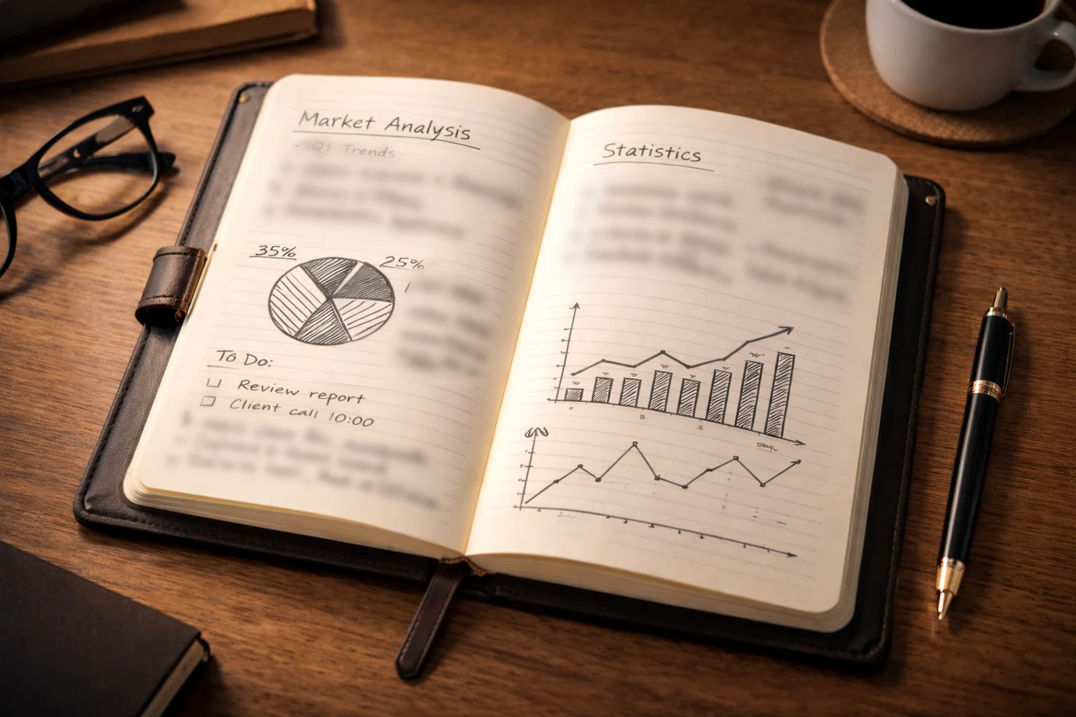 Notebook mit handschriftlichen Notizen und Statistiken zur Spielanalyse